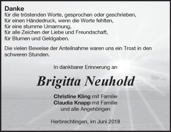 Traueranzeige von Brigitta Neuhold von Heidenheimer Zeitung