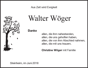 Traueranzeige von Walter  Wöger von Heidenheimer Zeitung