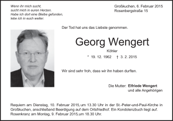 Traueranzeige von Georg Wengert von Märkische Oderzeitung