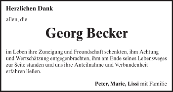 Traueranzeige von Georg Becker von Heidenheimer Zeitung
