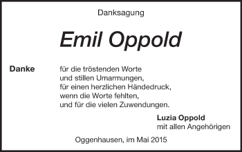 Traueranzeige von Emil Oppold von Märkische Oderzeitung