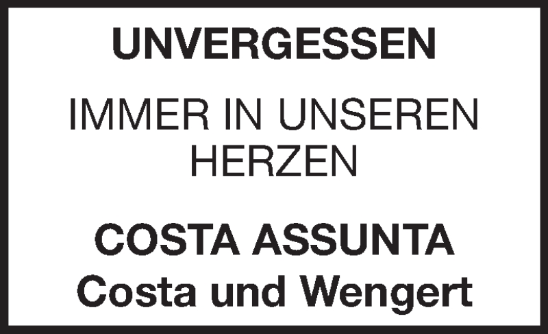  Traueranzeige für Costa Assunta vom 10.07.2015 aus Heidenheimer Zeitung