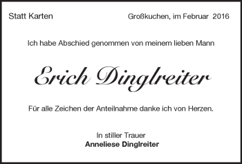 Traueranzeige von Erich Dinglreiter von Heidenheimer Zeitung