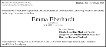 Traueranzeige von Emma Eberhardt von Märkische Oderzeitung