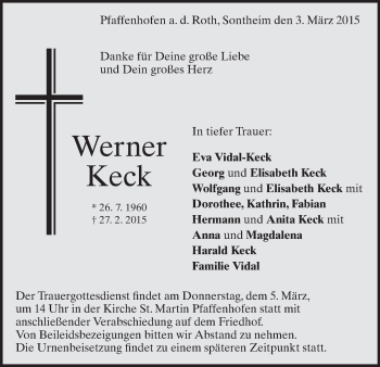 Traueranzeige von Werner Keck von Märkische Oderzeitung
