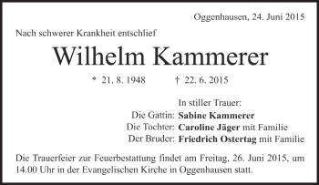 Traueranzeige von Wilhelm Kammerer von Heidenheimer Zeitung