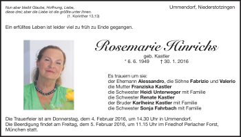 Traueranzeige von Ros Hinrichs von Heidenheimer Zeitung