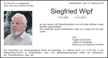 Traueranzeige von Siegfried Wipf von Märkische Oderzeitung