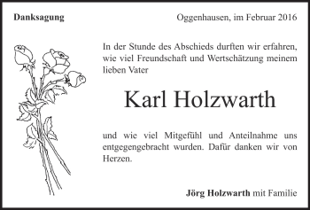 Traueranzeige von Karl Holzwarth von Heidenheimer Zeitung