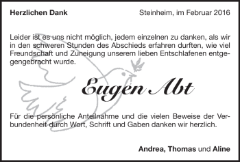 Traueranzeige von Eugen Abt von Heidenheimer Zeitung