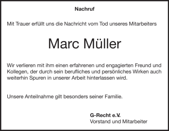 Traueranzeige von Marc Müller von Heidenheimer Zeitung