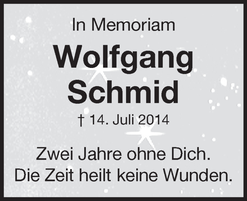  Traueranzeige für Wolfgang Schmid vom 14.07.2016 aus 