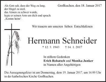 Traueranzeige von Hermann Schneider von Heidenheimer Zeitung