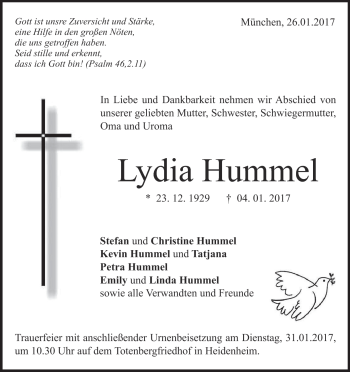 Traueranzeige von Lydia Hummel von Heidenheimer Zeitung