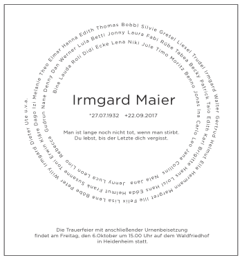 Traueranzeige von Irmgard Maier von Heidenheimer Zeitung