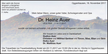 Traueranzeige von Heinz Auer von Heidenheimer Zeitung