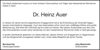 Traueranzeige von Heinz Auer von Heidenheimer Zeitung