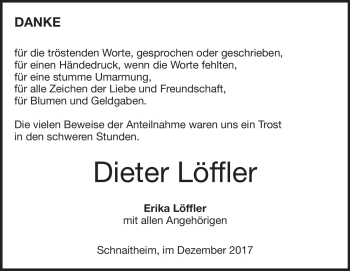 Traueranzeige von Dieter Löffler von Heidenheimer Zeitung