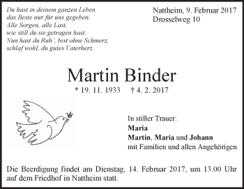 Traueranzeige von Martin Binder von Heidenheimer Zeitung