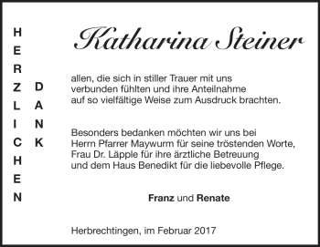 Traueranzeige von Katharina Steiner von Heidenheimer Zeitung