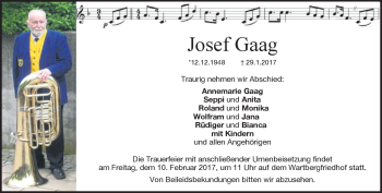Traueranzeige von Josef Gaag von Heidenheimer Zeitung