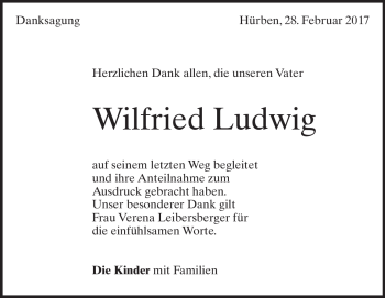 Traueranzeige von Wilfried Ludwig von Heidenheimer Zeitung