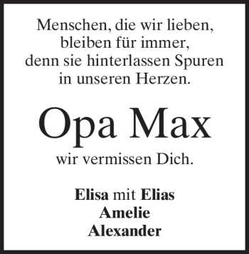 Traueranzeige von Max Münz von Heidenheimer Zeitung