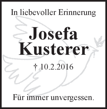 Traueranzeige von Josefa Kusterer von Heidenheimer Zeitung