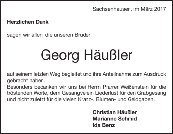 Traueranzeige von Georg Häußler von Heidenheimer Zeitung