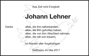 Traueranzeige von Johann Lehner von Heidenheimer Zeitung