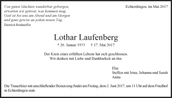 Traueranzeige von Lothar Laufenberg von Heidenheimer Zeitung