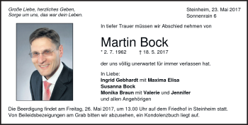 Traueranzeige von Martin Bock von Heidenheimer Zeitung