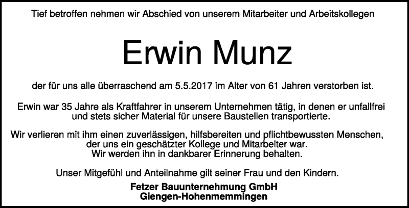  Traueranzeige für Günter Kurth vom 23.05.2017 aus Heidenheimer Zeitung