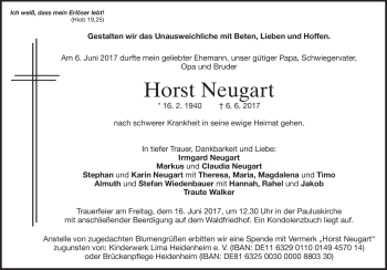Traueranzeige von Horst Neugart von Heidenheimer Zeitung