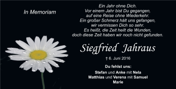 Traueranzeige von Siegfried  Jahraus  von Heidenheimer Zeitung