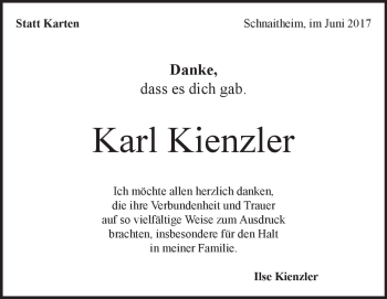 Traueranzeige von Karl Kienzler von Heidenheimer Zeitung
