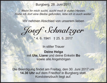 Traueranzeige von Josef Schnalzger von Heidenheimer Zeitung