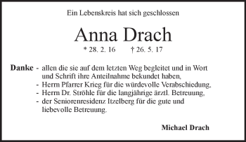 Traueranzeige von Anna Drach von Heidenheimer Zeitung