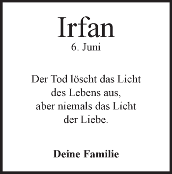 Traueranzeige von Irfan  von Heidenheimer Zeitung