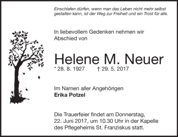Traueranzeige von Helene Neuer von Heidenheimer Zeitung