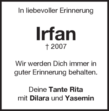 Traueranzeige von Irfan  von Heidenheimer Zeitung