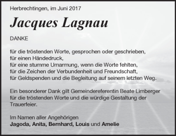 Traueranzeige von Jacques Lagnau von Heidenheimer Zeitung