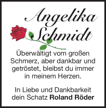 Traueranzeige von Angelika Schmidt von Heidenheimer Zeitung