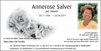 Traueranzeige von Annerose Salver von Heidenheimer Zeitung