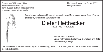 Traueranzeige von Dieter Heithecker von Heidenheimer Zeitung