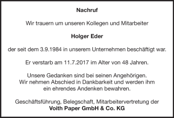 Traueranzeige von Holger Eder von Heidenheimer Zeitung