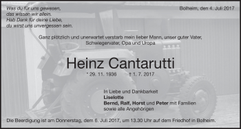Traueranzeige von Heinz Cantarutti von Heidenheimer Zeitung