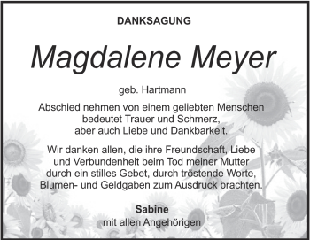 Traueranzeige von Magdalena Meyer von Heidenheimer Zeitung