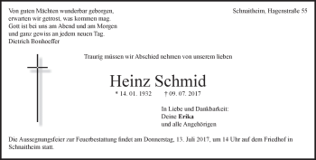 Traueranzeige von Heinz Schmid von Heidenheimer Zeitung