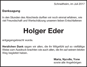 Traueranzeige von Holger Eder von Heidenheimer Zeitung